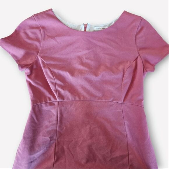 Paper Crown Anthro Maternity Sheath Ruffle Hem Midi Dress in Dusty Rose Pink M - Picture 5 of 8